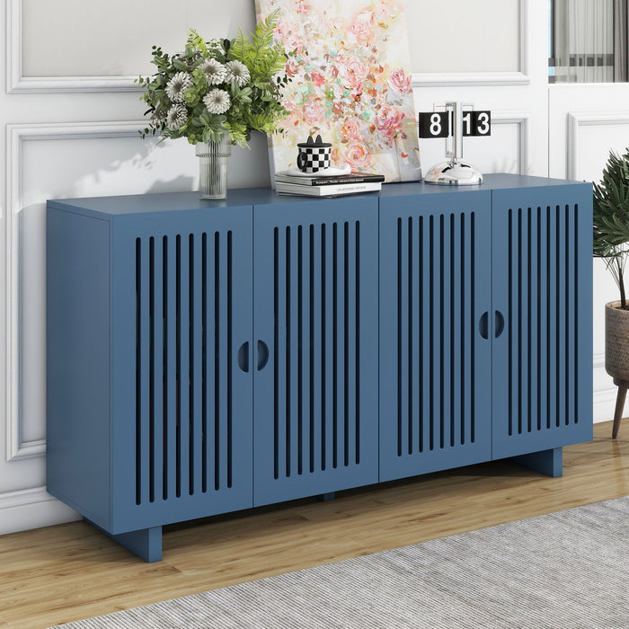 Modern Style Sideboard With Superior Storage Space, Hollow Door Design And 2 Adjustable Shelves For Living Room And Dining Room