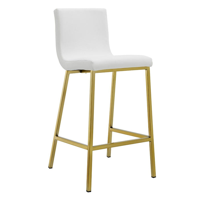 Steel Low Back Counter Height Bar Chairs With Footrest (Set of 2) 36" - White And Gold