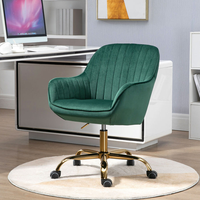 Swivel Chair With High Back, Adjustable Working Chair With Golden Base