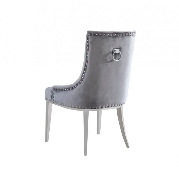 Tufted Dining Chairs (Set of 2) - Gray Velvet