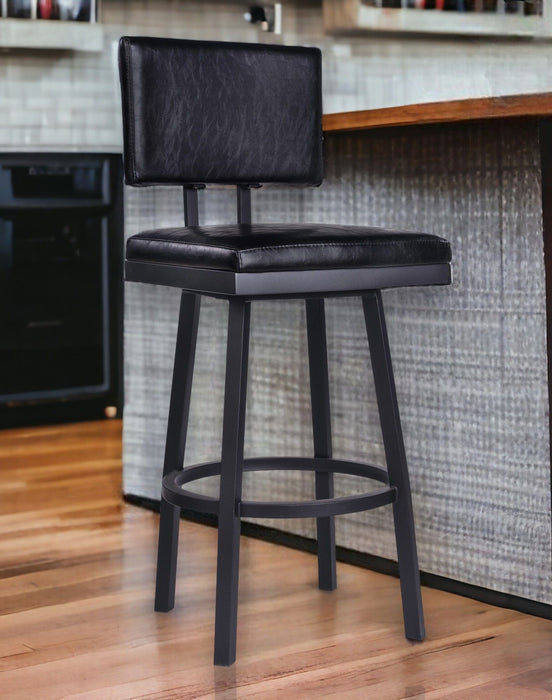 Swivel Bar Height Bar Chair - Black