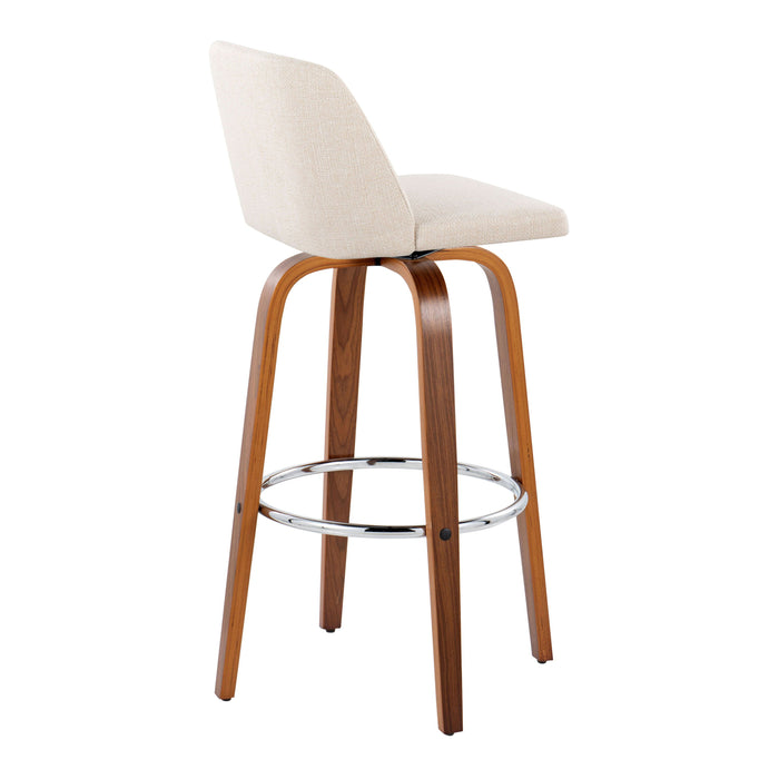 Toriano - Mid Century Modern Fixed Height, Barstool With Swivel With Round Footrest (Set of 2)