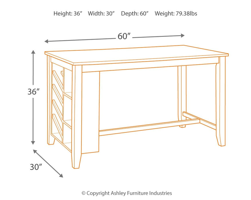 Rokane - Brown - Rectangular Counter Table With Storage