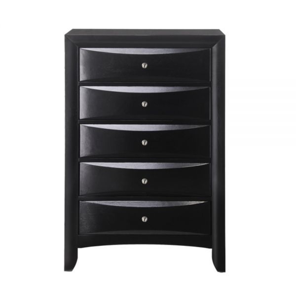 Wood Chest With Center Metal Glide - Black