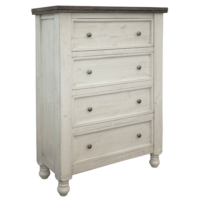 Solid Wood Four Drawer Chest - Gray / Ivory