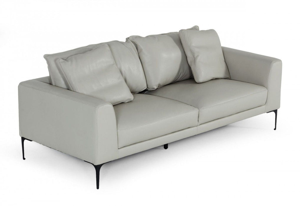 Contemporary Leather Sofa - Light Gray