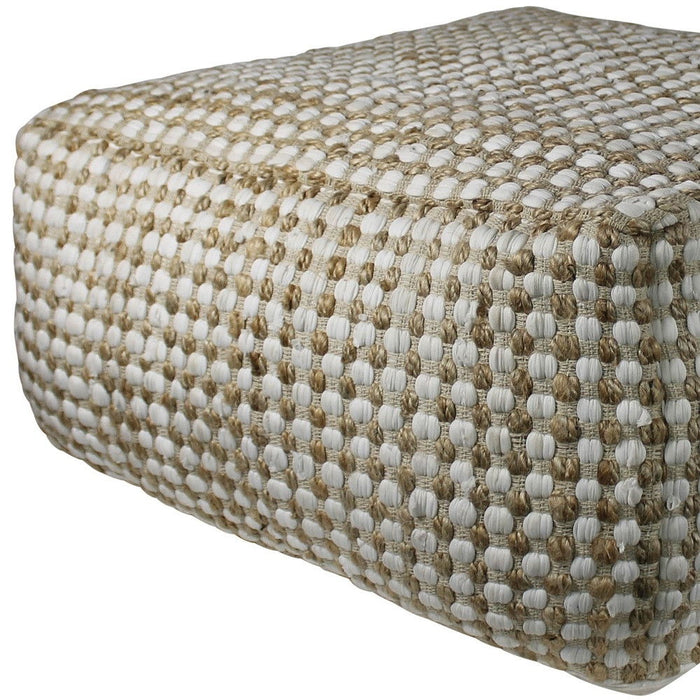 Hemp Dotted Rectangle Pouf - Natural