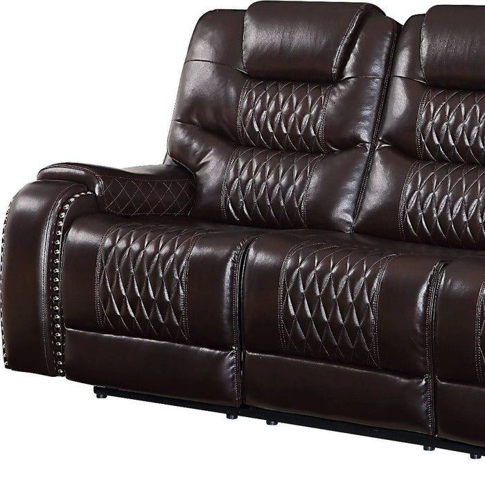 Faux Leather Reclining Sofa With Black Legs - Brown