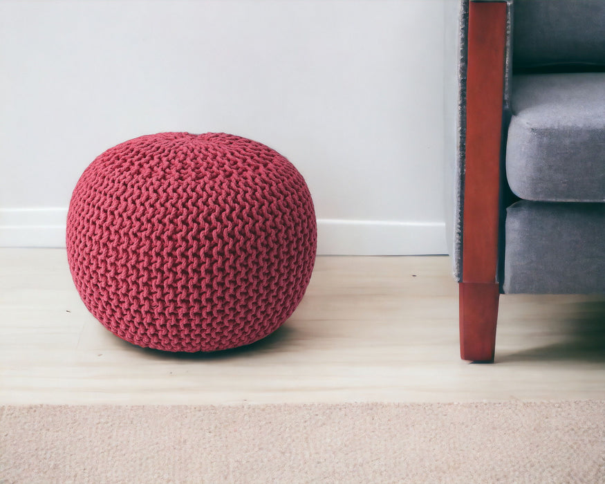 Round Pouf Ottoman - Pink