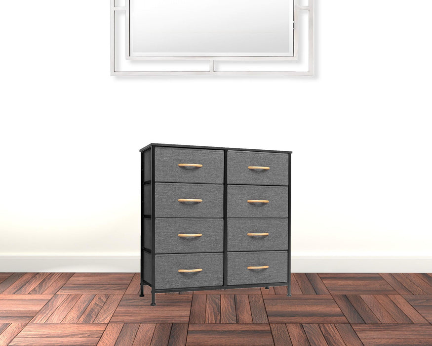 Steel And Fabric Eight Drawer Chest - Gray / Black