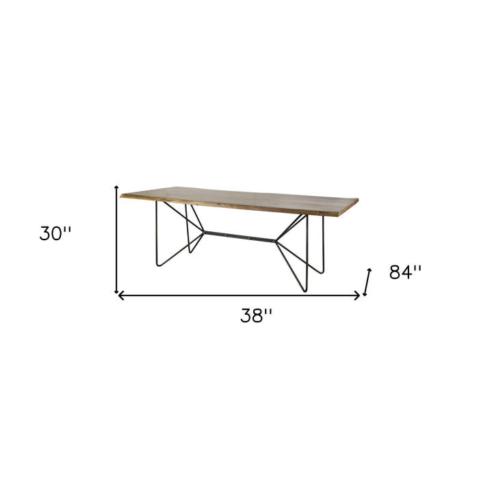 Solid Wood Trestle Base Dining Table - Natural / Black