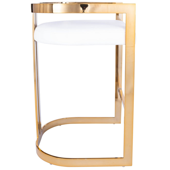 Faux Leather Counter Stool - Gold And White