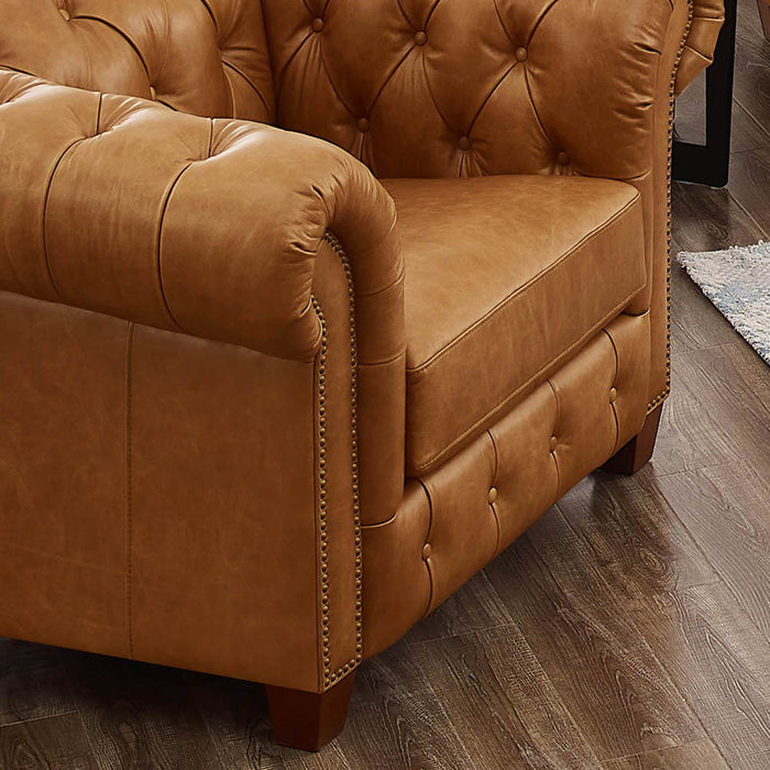 Kingston - Waxy Pull Up Leather Chair - Brown