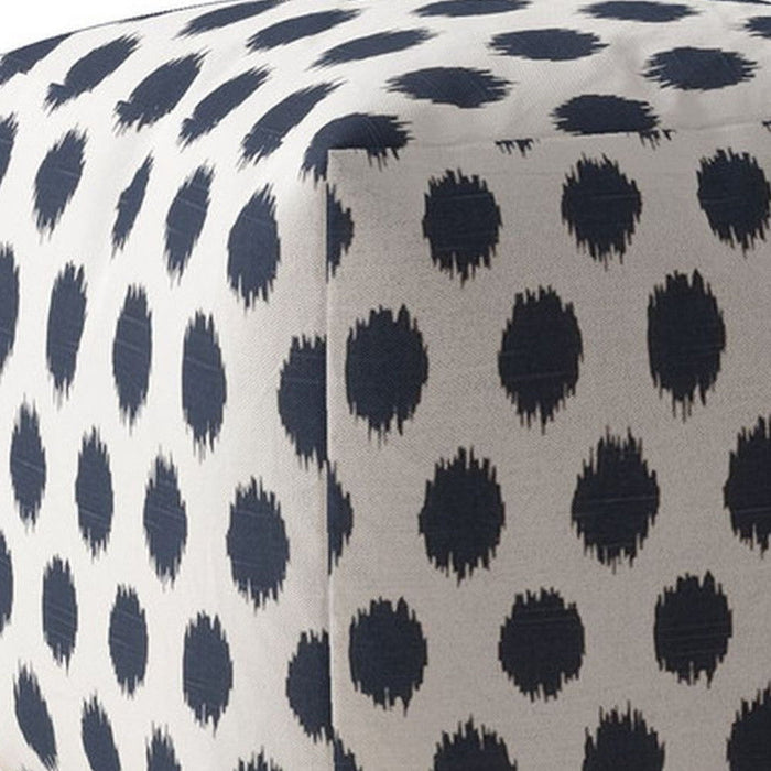 Canvas, Polka Dots Pouf Cover - Blue / White