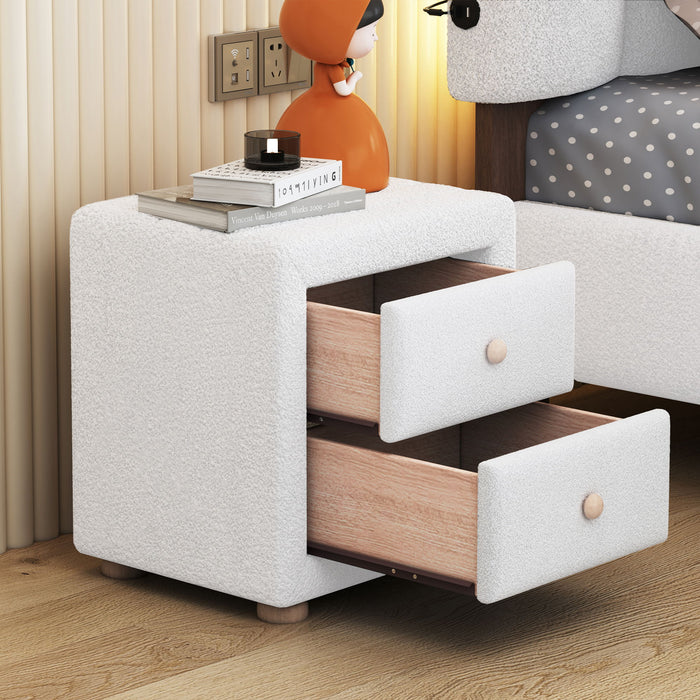 Teddy Fleece Nightstand With 2 Drawers