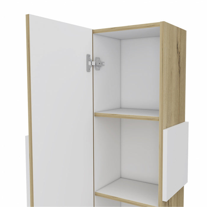 Multi Purpose Vertical Hanging Cabinet - Light Oak / White