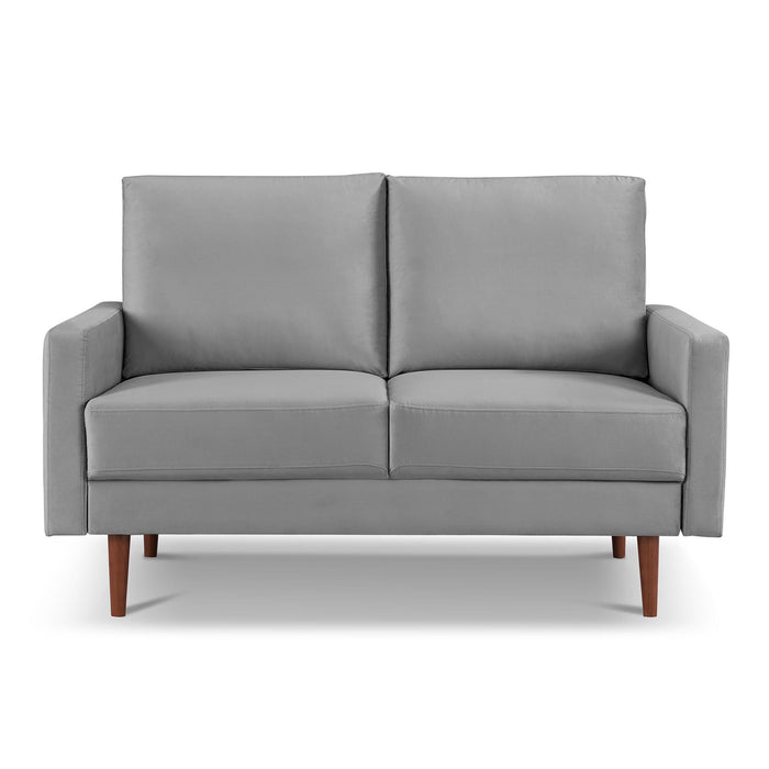 Velvet Loveseat - Gray / Dark Brown