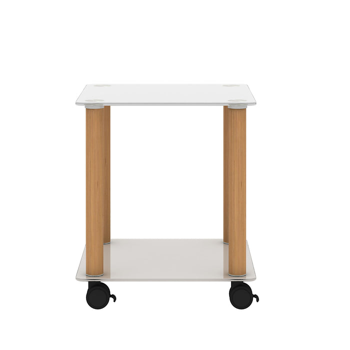 2 Piece Side Table, 2 Tier Space End Table, Modern Night Stand, Sofa Table, Side Table With Storage Shelve - White / Oak