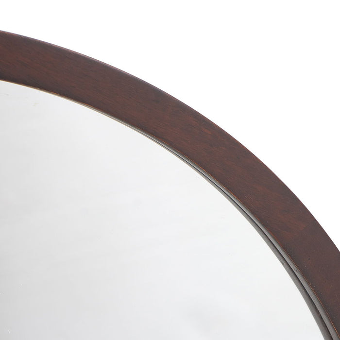 Circle Wall Mirror With Wooden Frame And Walnut Finish, Wall Mirror For Living Room Dining Room