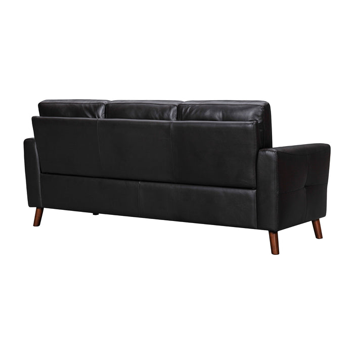 Sofa Leather With Brown Legs - Black