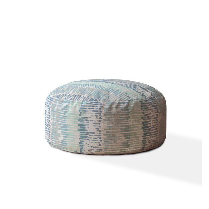 Round Abstract Pouf Ottoman - Blue