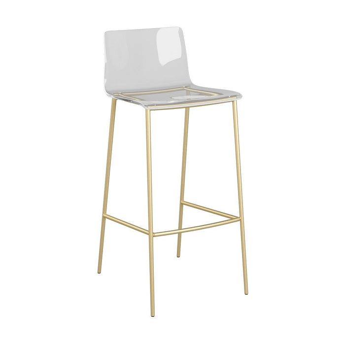 Plastic Low Back Bar Height Bar Chairs (Set of 2) - Clear / Gold