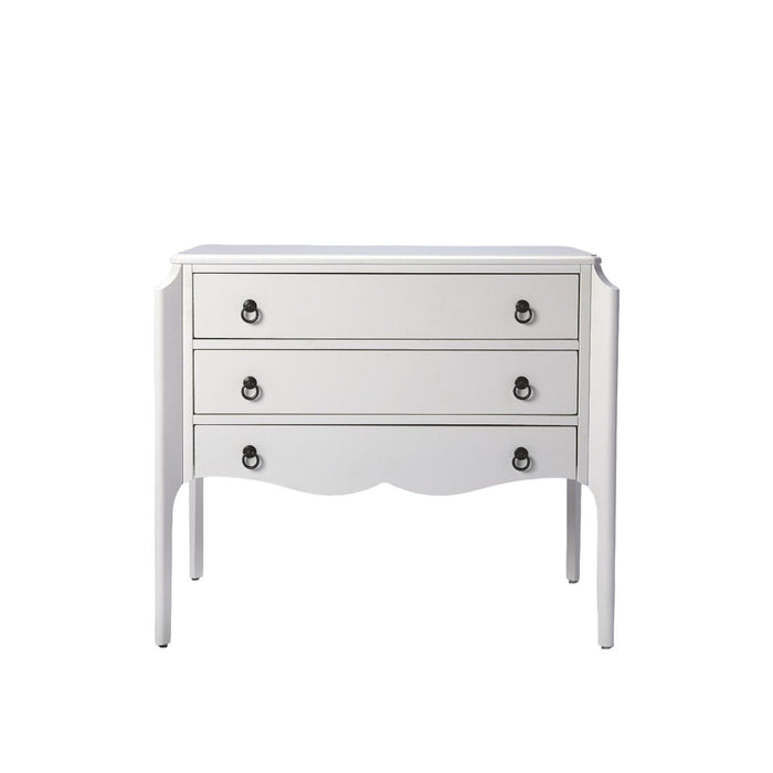 Solid And Manufactured Wood Three Drawer Dresser - White