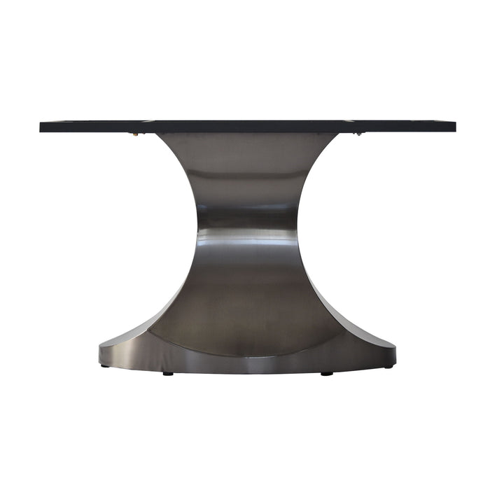 78.74" Modern Artificial Stone Panel Gray Stainless Steel Curved Legs, Can Accommodate 8 People - Black