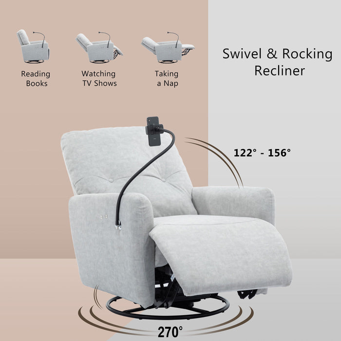 270° Swivel Electric Recliner Home Theater Seating Single Reclining Sofa Rocking Motion Recliner With A Phone Holder For Living Room