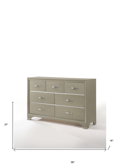 Solid Wood Seven Drawer Triple Dresser - Champagne