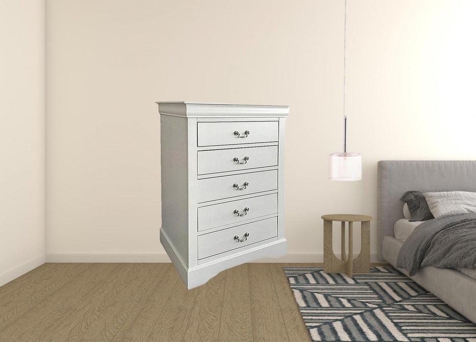 Manufactured Wood Five Drawer Chest - White