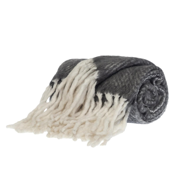 Super Soft Throw Blanket - Black And White - Handloomed Mohair