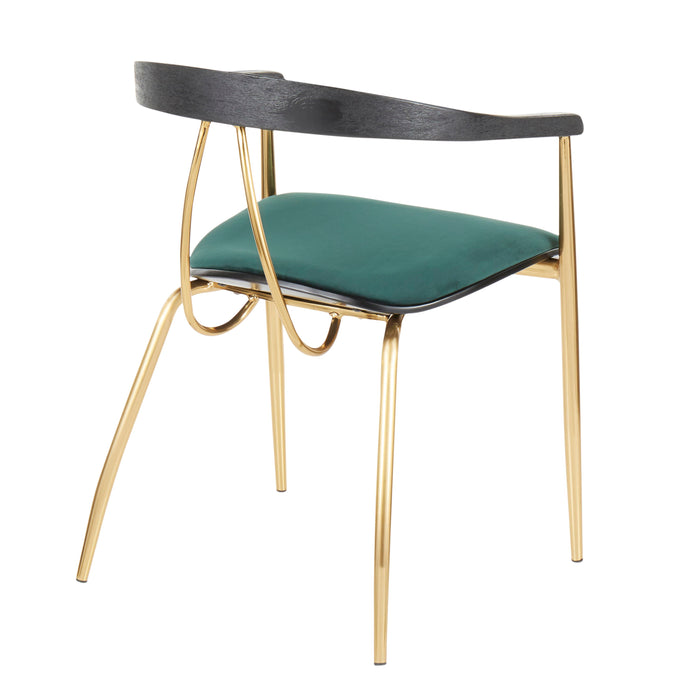 Vanessa - Contemporary Chair (Set of 2) - Gold / Green - Black