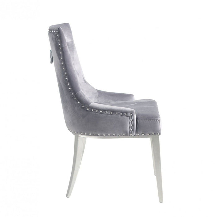 Tufted Dining Chairs (Set of 2) - Gray Velvet