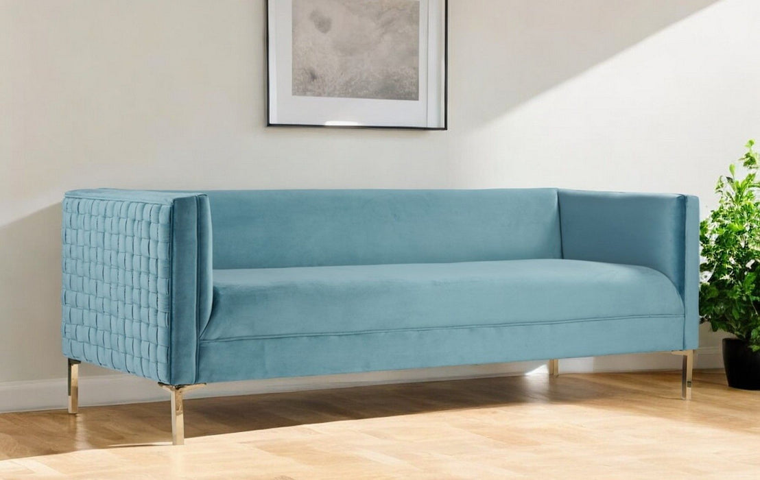 Velvet Sofa With Gold Legs - Teal Blue