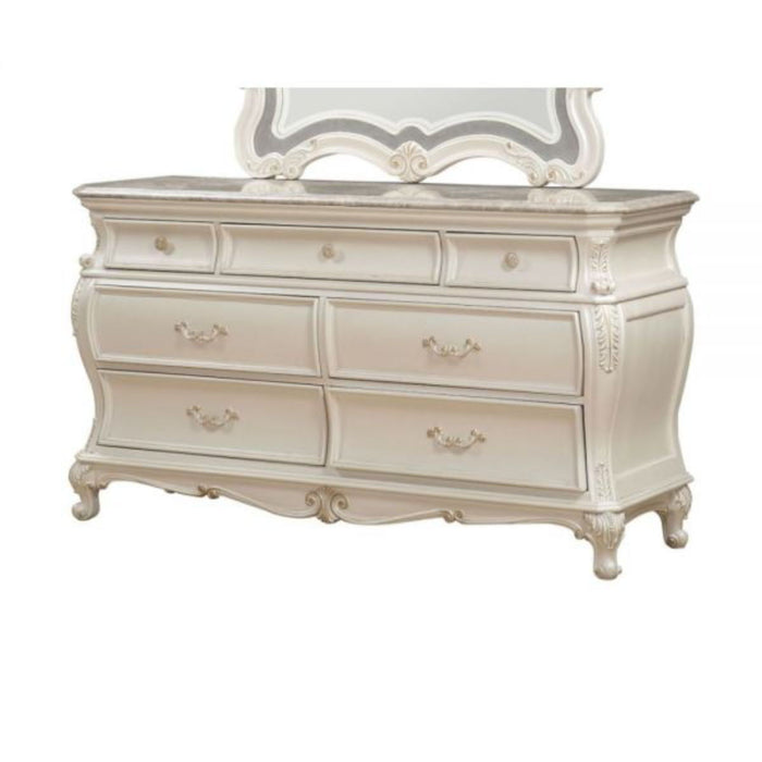 Solid Wood Seven Drawer Triple Dresser - Pearl