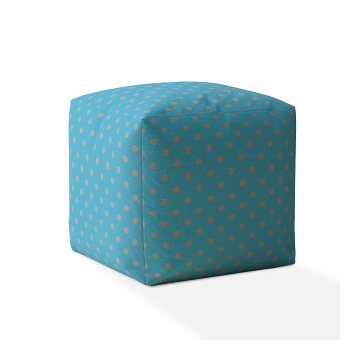 Cotton Polka Dots Pouf Ottoman - Blue