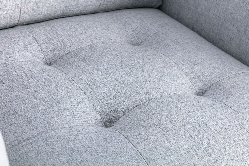 Victoria - Linen Fabric Loveseat With Metal Legs, Side Pockets, And Pillows