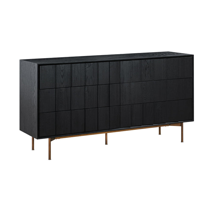 Solid Wood Six Drawer Double Dresser - Black