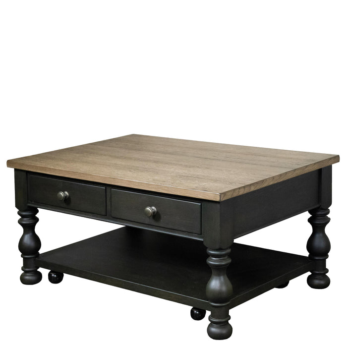 Barrington Two Tone - Rectangular Cocktail Table - Antique Oak / Matte Black