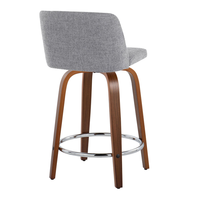 Toriano - Mid Century Modern Fixed Height Counter Stool With Swivel With Round Footrest (Set of 2)