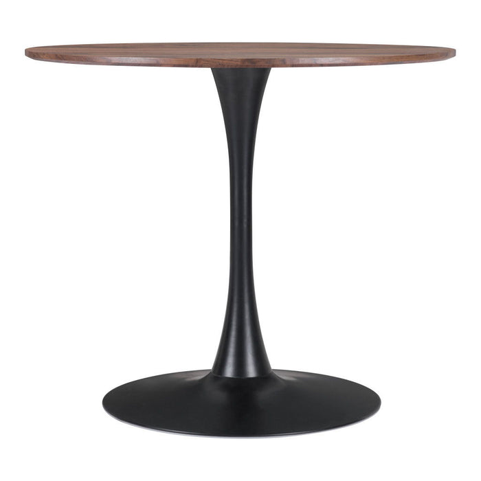 Steel Pedestal Base Dining Table - Light Brown