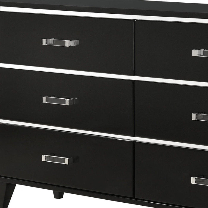 Solid And Manufactured Wood Six Drawer Double Dresser - Black / Silver