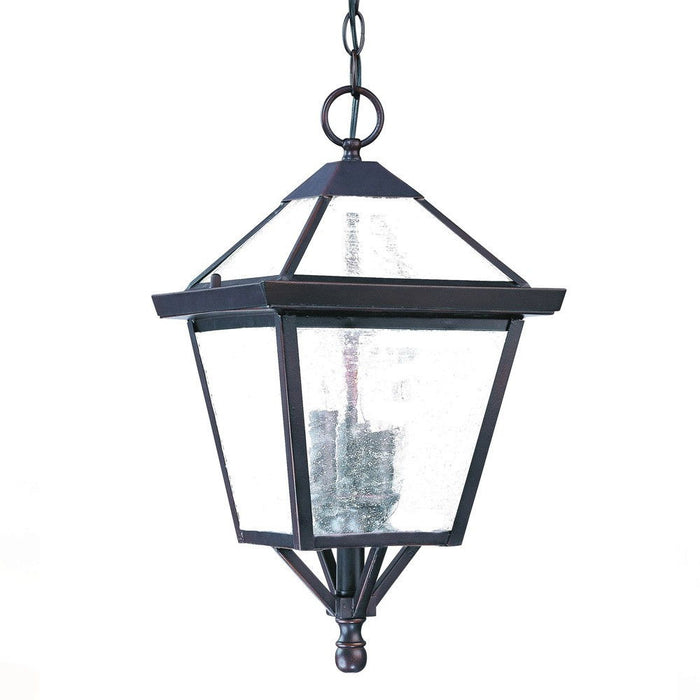 Three Light Glass Hanging Lantern Light - Bronze