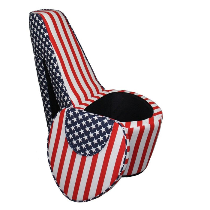 Patriotic Print 4 High Heel Shoe Storage Chair - Red White and Blue
