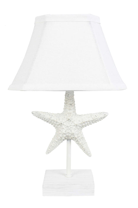 Starfish Accent Lamp With White Bell Shade - White