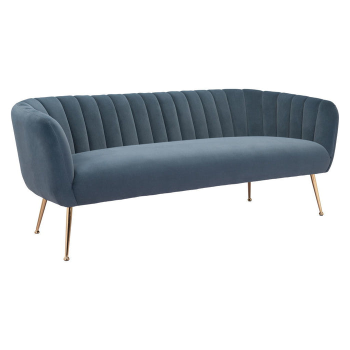 Velvet Sofa With Gold Legs - Gray