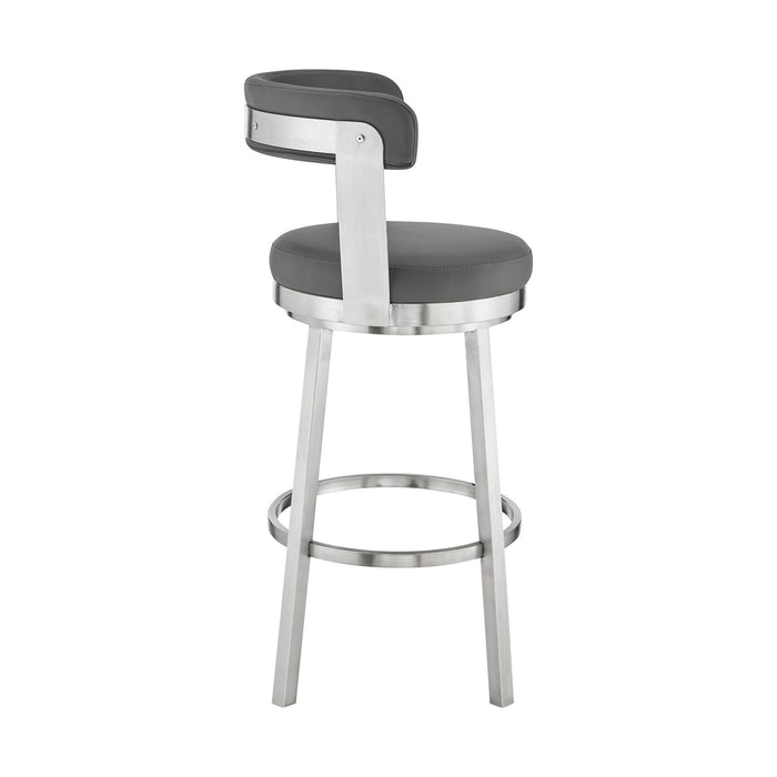 40" Swivel Backless Bar Height Bar Chair - Gray / Silver