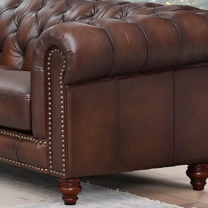 Alton Bay-Top Grain Leather Sofa Couch - Brown