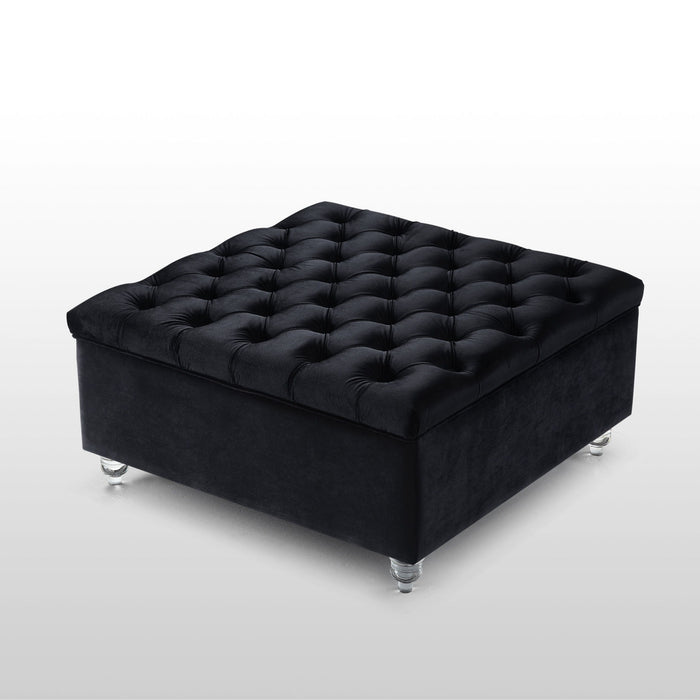 Velvet Tufted Storage - Black / Clear